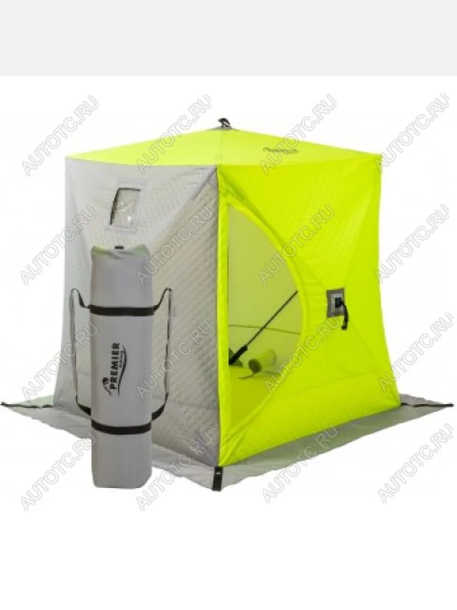 Палатка зимняя PREMIER Куб утепленная 1,8х1,8 желтый люминисцентныйсерый PREMIER pr-isci-180ylg  с доставкой в г. Керчь