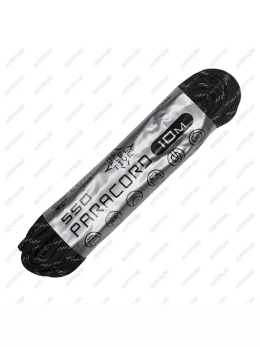 Паракорд 550 CORD nylon 10м световозвращающий (black) CORD 550.n10.lm.b