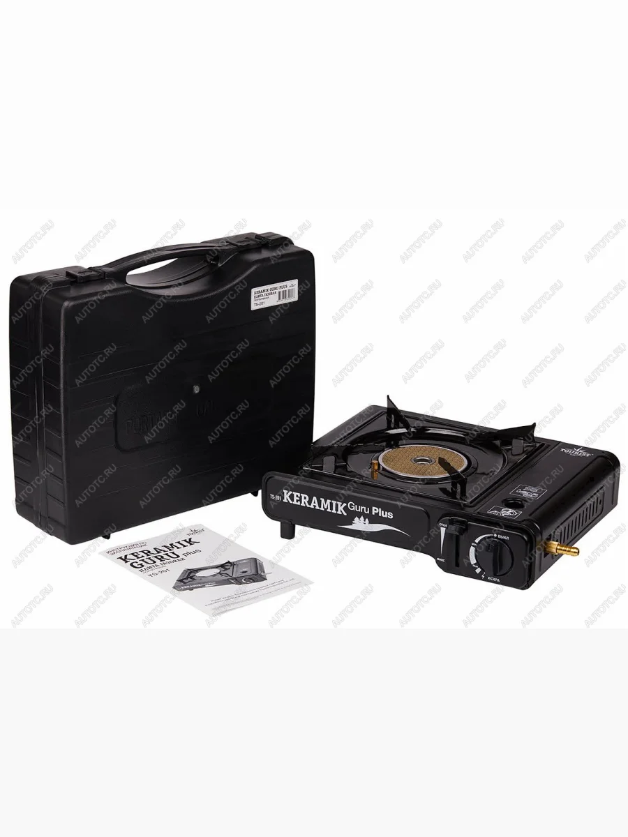 Плита газовая TOURIST KERAMIK GURU PLUS, портативная, керамическая, с переходником, в кейсе TOURIST ts-201  с доставкой в г. Керчь