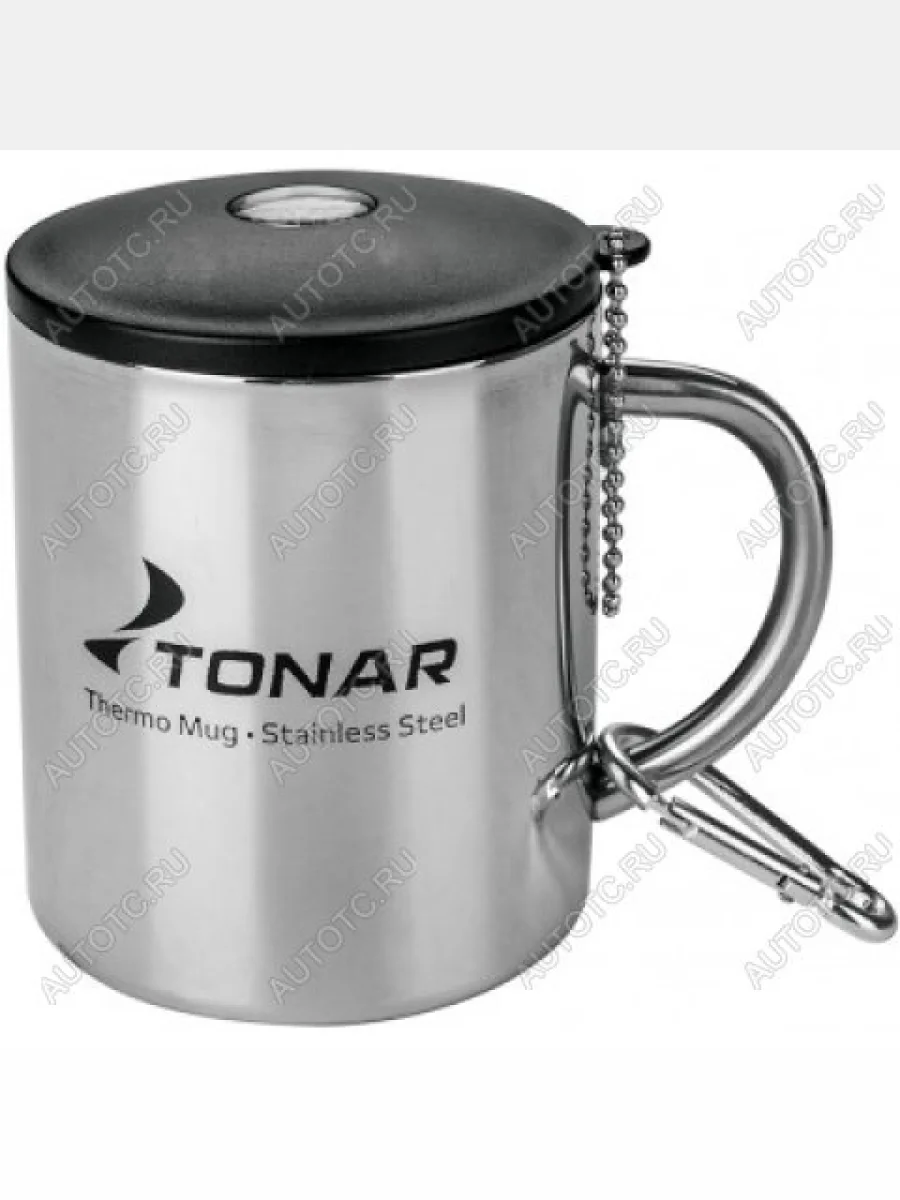 Термокружка ТОНАР 350ML металлическая, с пластиковой крышкой+карабин ТОНАР t.tk-038-350  с доставкой в г. Керчь