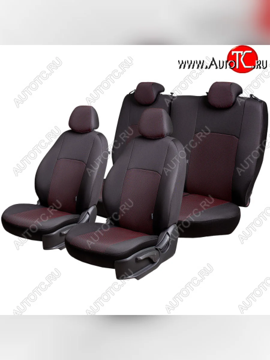 Renault Logan -2, 06.2016-12.2018, ЦЗСиС, 2П ДУБЛИН  Жаккард Чёрный  Ёж Красный  202128  с доставкой в г. Керчь