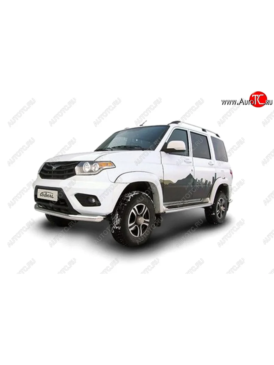 Защита переднего бампера d76 Arbori нерж. сталь для UAZ PATRIOT 2014-нв  Патриот Arbori afzdaup1402  в Самаре Самарской области