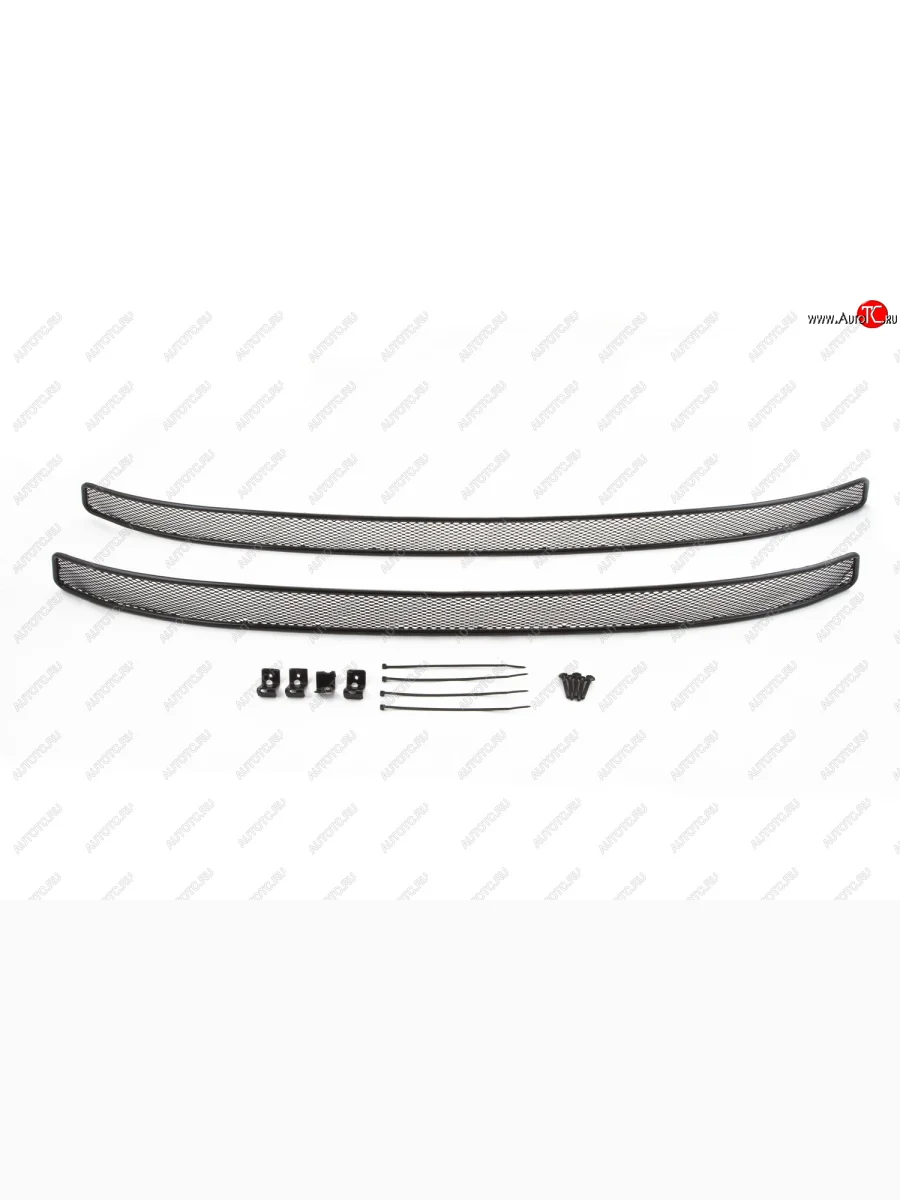 Сетка на бампер внешняя для SKODA Rapid Ambition и Elegance 2014-2017, 2 шт., черн., 10 мм, с противотуманными фонарями  Шкода Рапид Arbori 01-471214-101  в Перми Пермском крае