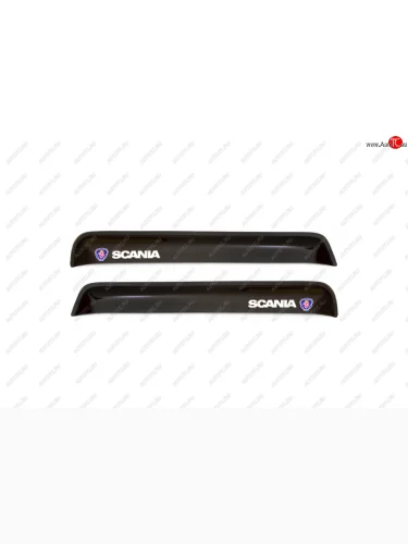 Дефлектор окон 2 шт. SCANIA 3 серия (82113143)  прямой 1988-1996, накладной, скотч 3М, дымчатый  Скания 3- серия REIN reinwv884