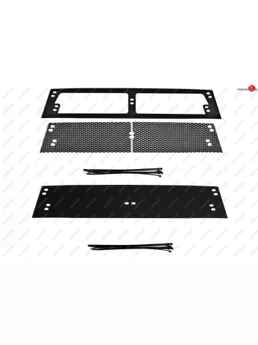 Защитная сетка и заглушка решетки переднего бампера для Kia Rio III рестайлинг 2015-2016 (седан), шагрень  Киа Рио Русская Артель zrk-127602