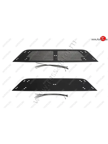 Защитная сетка и заглушка решетки переднего бампера для Renault Logan II рестайлинг 2018-, шагрень  Рено Логан Русская Артель srr-134042