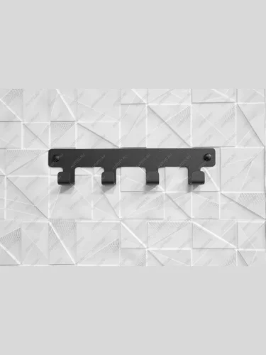 Вешалка с 4 крючками для ванной комнаты, черная (сталь) FORMAT afm.han.s003