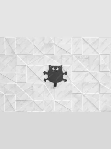 Крючок Кот Кузя для ванной комнаты, черный (сталь) FORMAT afm.han.s007