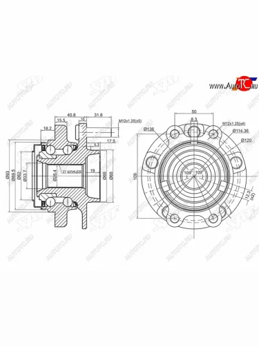 Ступичный узел перед INFINITI G253537FX3545QX50QX70SKYLINE 4WD 04- SAT ST-40202-EJ70B