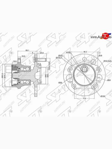 Ступичный узел задн. TOYOTA GAIAIPSUMNADIAPICNIC 96-04 SAT ST-42450-44010