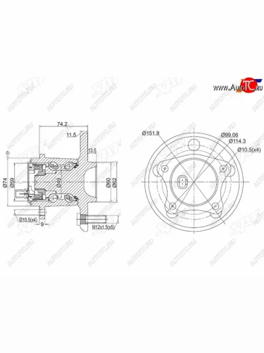 Ступичный узел задн.прав TOYOTA WINDOM MCV30CAMRY ACV40 SAT ST-42450-06040