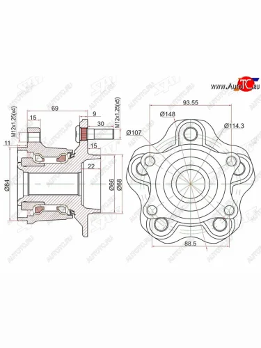 Ступичный узел задн. NISSAN QASHQAI 06-X-TRAIL 07- 4WD SAT ST-43202-JG200