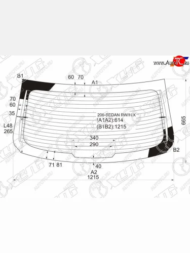 Стекло заднее (Цвет зеленый Обогрев) Peugeot 206 98-09 XYG 206-SEDAN RW/H/X