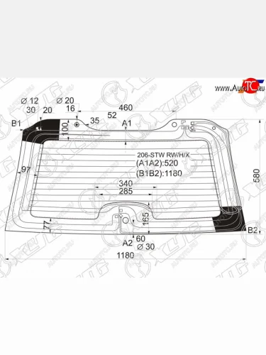 Стекло заднее (Цвет зеленый Обогрев) Peugeot 206 98-09 XYG 206-STW RW/H/X
