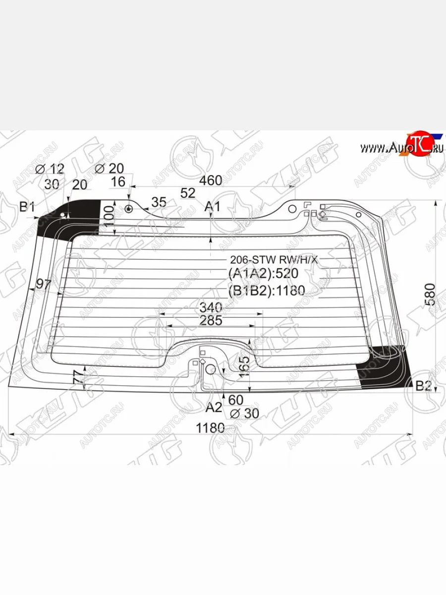 Стекло заднее (Цвет зеленый Обогрев) Peugeot 206 98-09 XYG 206-STW RW/H/X  в Воронеже Воронежской области
