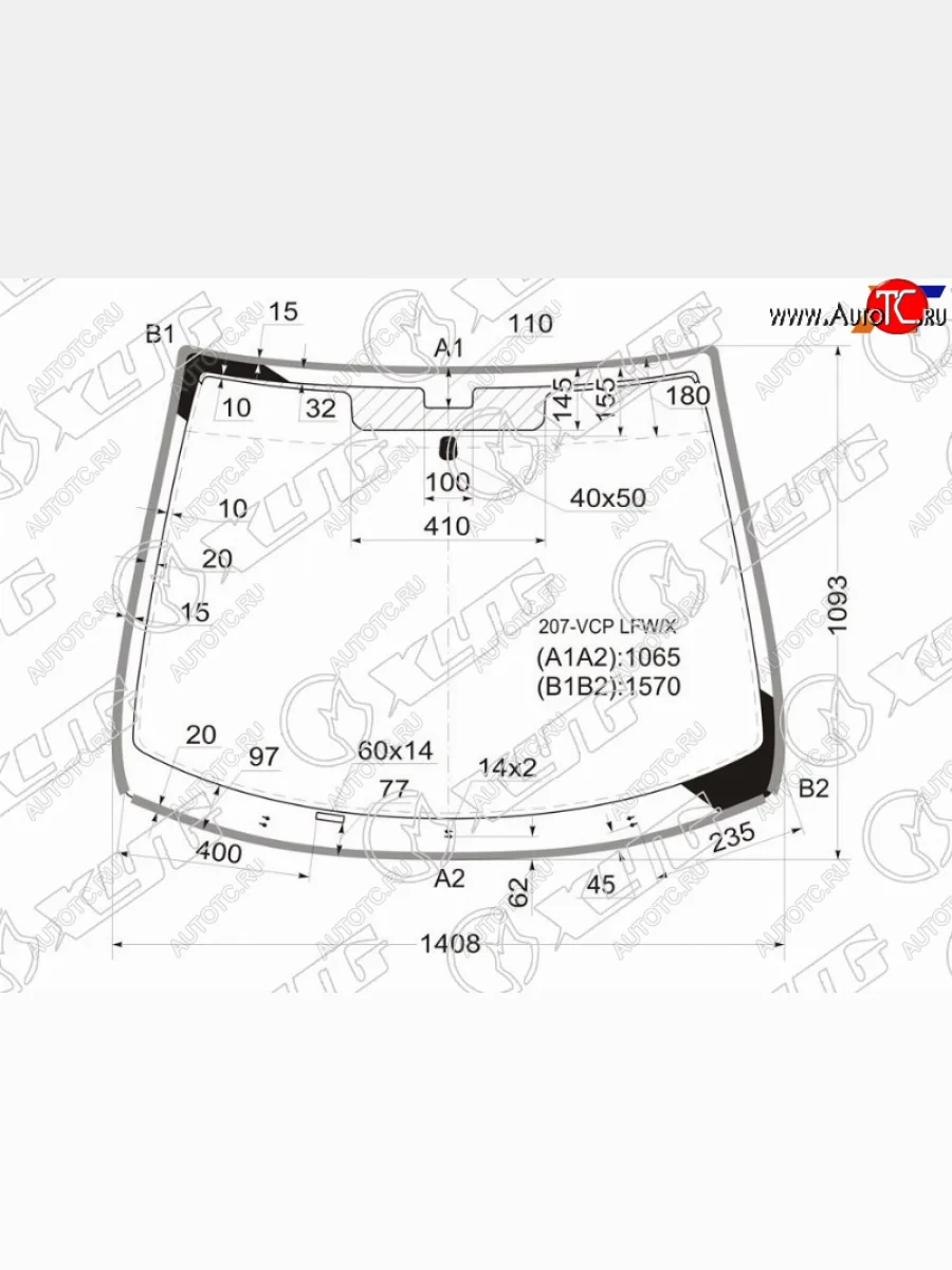 Стекло лобовое (молдинг) XYG Peugeot 207 WC хэтчбэк 5 дв. дорестайлинг (2006-2009) (зеленое)  в Самаре Самарской области