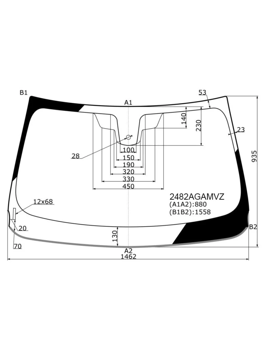 Стекло лобовое (датчик дождя, молдинг) AGC BMW X1 F48 дорестайлинг (2015-2019) (зеленое)  в Керчи Республика Крым