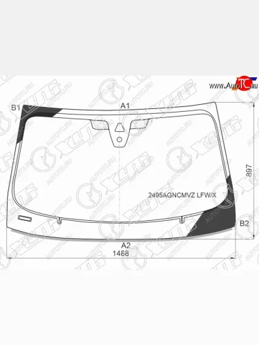 Стекло лобовое (камера, датчик дождя, молдинг) XYG (зеленое) BMW 8 серия  G16 (2018-2022) седан дорестайлинг
