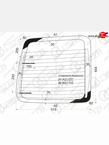 Стекло заднее (Цвет зеленый Обогрев) Citroen Berlingo 96-12  Peugeot Partner 96-12  Partner Tepee XYG 2724BGNVR RW/RH/H/X