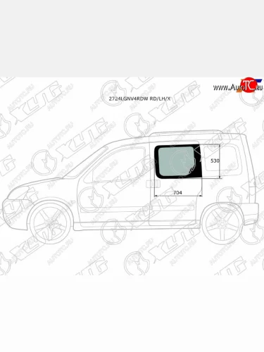 Стекло боковое опускное (Сзади Слева Цвет зеленый) Citroen Berlingo 96-12  Peugeot Partner 96-12 XYG 2724LGNV4RDW RD/LH/X