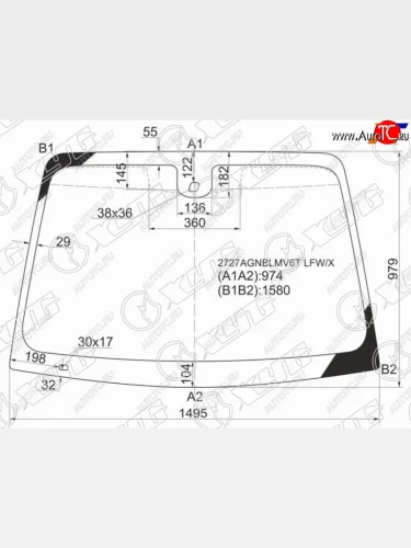 Стекло лобовое (Датчик дождя Ромбовидный датчик дождя) Citroen C5 04-08 XYG 2727AGNBLMV6T LFW/X