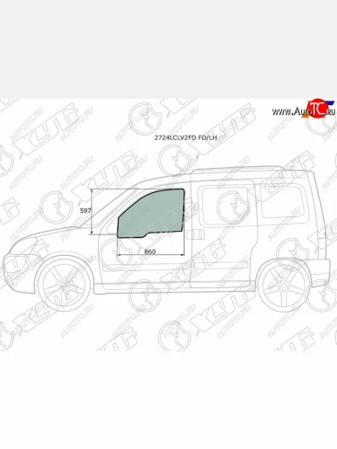 Стекло боковое опускное (Спереди Слева Цвет зеленый) Citroen Berlingo 96-12  Peugeot Partner 96-1 XYG 2724LCLV2FD FD/LH