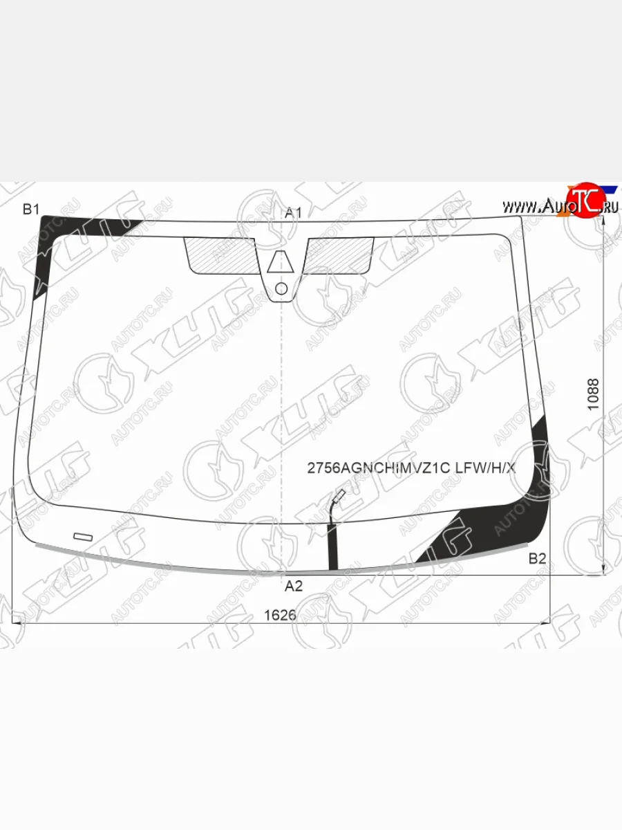 Стекло лобовое (обогрев щеток, камера, датчик дождя, молдинг) XYG CITROEN Jumpy (2016-2022) (зеленое)  с доставкой в г. Керчь