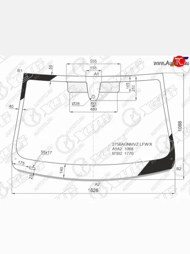 Стекло лобовое (Датчик дождя Молдинг) Citroen Jumpy 16-  Spacetourer 16-  Opel Zafira Life 19-  XYG 2756AGNMVZ LFW/X
