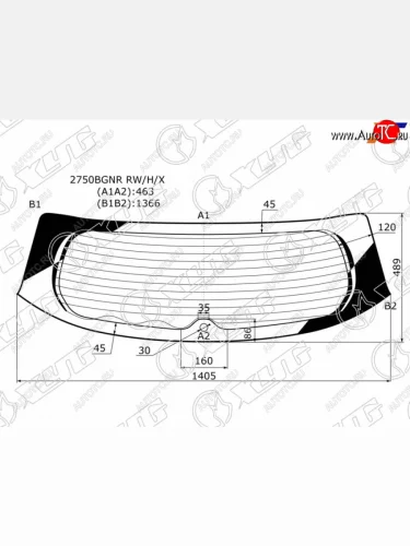 Стекло заднее (Цвет зеленый Обогрев) Citroen C4 Aircross 12-16 XYG 2750BGNR RW/H/X