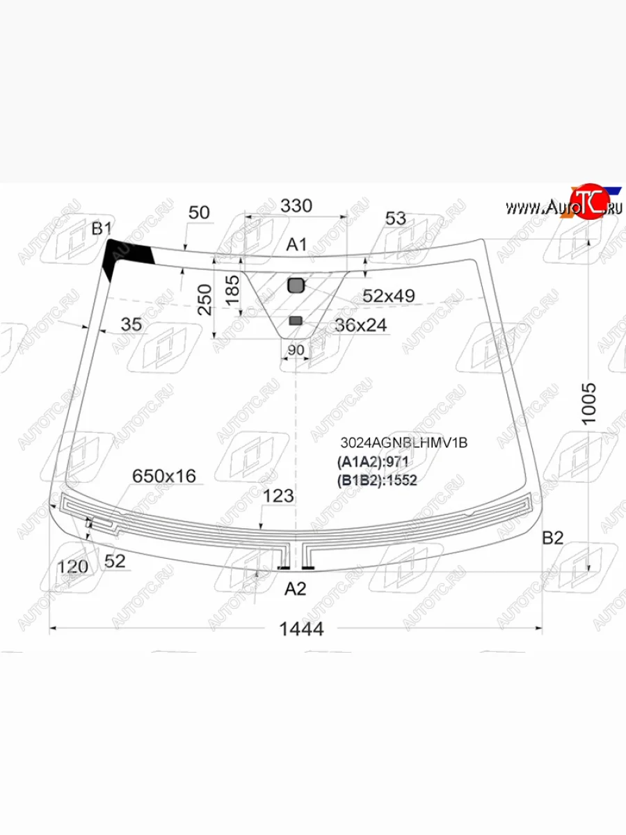 Стекло лобовое (обогрев щеток, датчик дождя) FUYAO Opel Antara рестайлинг (2010-2015) (зеленое)  с доставкой в г. Керчь