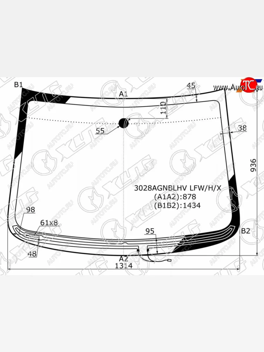 Стекло лобовое (Обогрев щеток) Chevrolet Spark 10-22  Daewoo Matiz 09-11  Ravon R2 16-20 XYG 3028AGNBLHV LFW/H/X  в Керчи Республика Крым