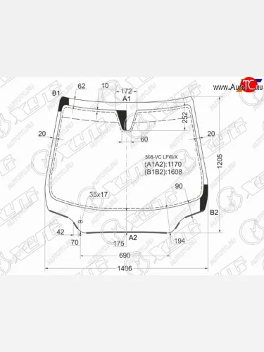 Стекло лобовое (Молдинг) Peugeot 308 07-15  408 12-22 XYG 308-VC LFW/X