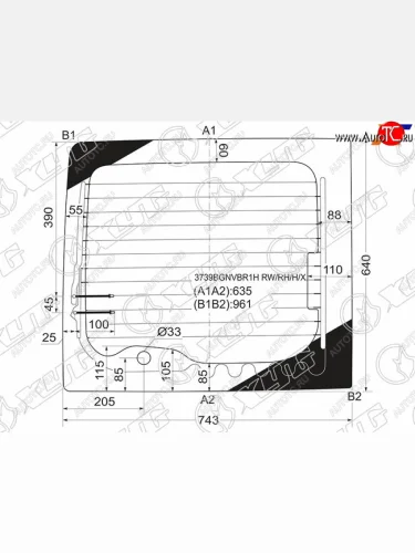 Стекло заднее (Цвет зеленый Обогрев) Ford Transit 00-14 XYG 3739BGNVBR1H RW/RH/H/X