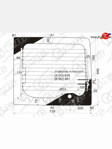 Стекло заднее (Цвет зеленый Обогрев) Ford Transit 00-14 XYG 3739BGNVBL1H RW/LH/H/X