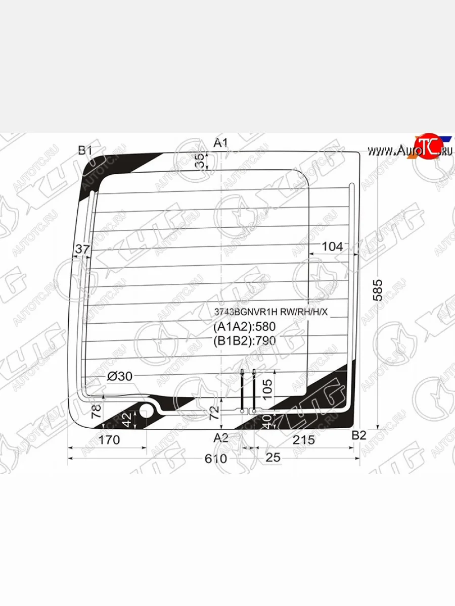 Стекло заднее (Цвет зеленый Обогрев) Ford Tourneo Connect 02-13 XYG 3743BGNVR1H RW/RH/H/X  в Воронеже Воронежской области