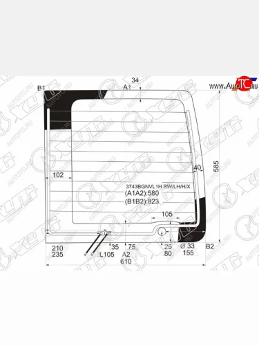 Стекло заднее (Цвет зеленый Обогрев) Ford Tourneo Connect 02-13 XYG 3743BGNVL1H RW/LH/H/X