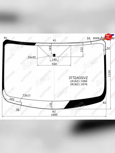 Стекло лобовое (Молдинг Низкаясредняя крыша) Ford Transit 14- AGC 3772AGSVZ