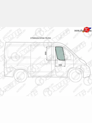 Стекло боковое опускное (Спереди Справа Цвет зеленый) Peugeot Boxer 06-  Citroen Jumper 06-  Fia XYG 3750RGSV3FDW FD/RH