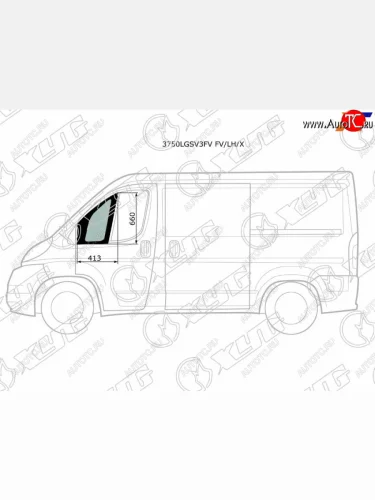 Стекло форточки (Спереди Слева Цвет зеленый) Peugeot Boxer 06-  Citroen Jumper 06-  Fiat Ducato XYG 3750LGSV3FV FV/LH/X