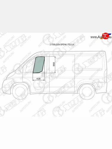 Стекло боковое опускное (Спереди Слева Цвет зеленый) Peugeot Boxer 06-  Citroen Jumper 06-  Fiat XYG 3750LGSV3FDW FD/LH