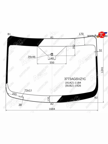 Стекло лобовое (Молдинг Высокая крыша) Ford Transit 14- AGC 3773AGSVZ1C