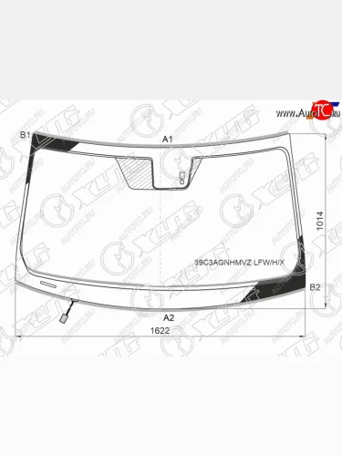 Стекло лобовое (обогрев щеток, датчик дождя, молдинг) XYG (зеленое) Honda Pilot YF6 рестайлинг (2018-2021)