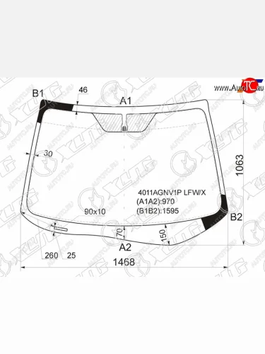 Стекло лобовое (Шелкография под зеркало с затемнением) Honda CR-V 11-18 XYG 4011AGNV1P LFW/X