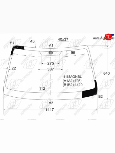 Стекло лобовое (Сборка Россия) Hyundai Accent 99-12  Verna 00-06  ТагАЗ Accent 99-12               FUYAO 4118AGNBL