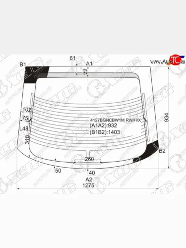 Стекло заднее с обогревом HYUNDAI COUPETIBURONTUSCANI 02-09                                        XYG 4127BGNCBW1M RW/H/X