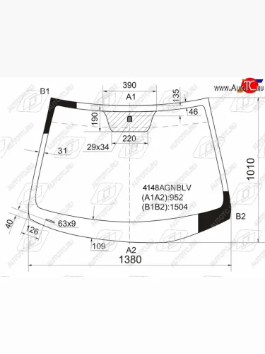 Стекло лобовое FUYAO (зеленое) Hyundai Solaris RBr седан рестайлинг (2014-2017)