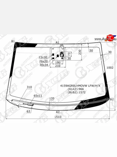 Стекло лобовое (обогрев щеток, датчик дождя, место под датчик запотевания) XYG (зеленое) Hyundai Tucson TL рестайлинг (2018-2021)