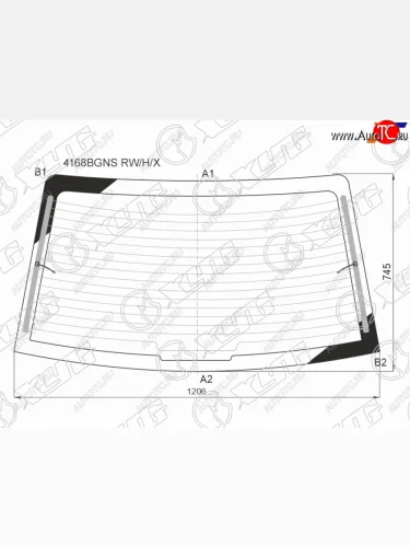Стекло заднее (Цвет зеленый Обогрев) Hyundai Solaris 17-20  Accent 17-22  Solaris HS 24- XYG 4168BGNS RW/H/X