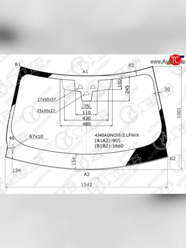 Стекло лобовое (Две камеры Датчик дождя Молдинг) Jaguar F-Pace 15- XYG 4340AGNCMVZ LFW/X