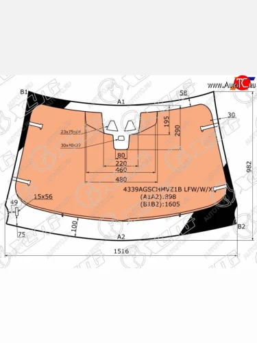 Стекло лобовое (обогрев полный, датчик дождя, две камеры) XYG (зеленое) Jaguar XF  X260 (2015-2020) седан, спортбэк